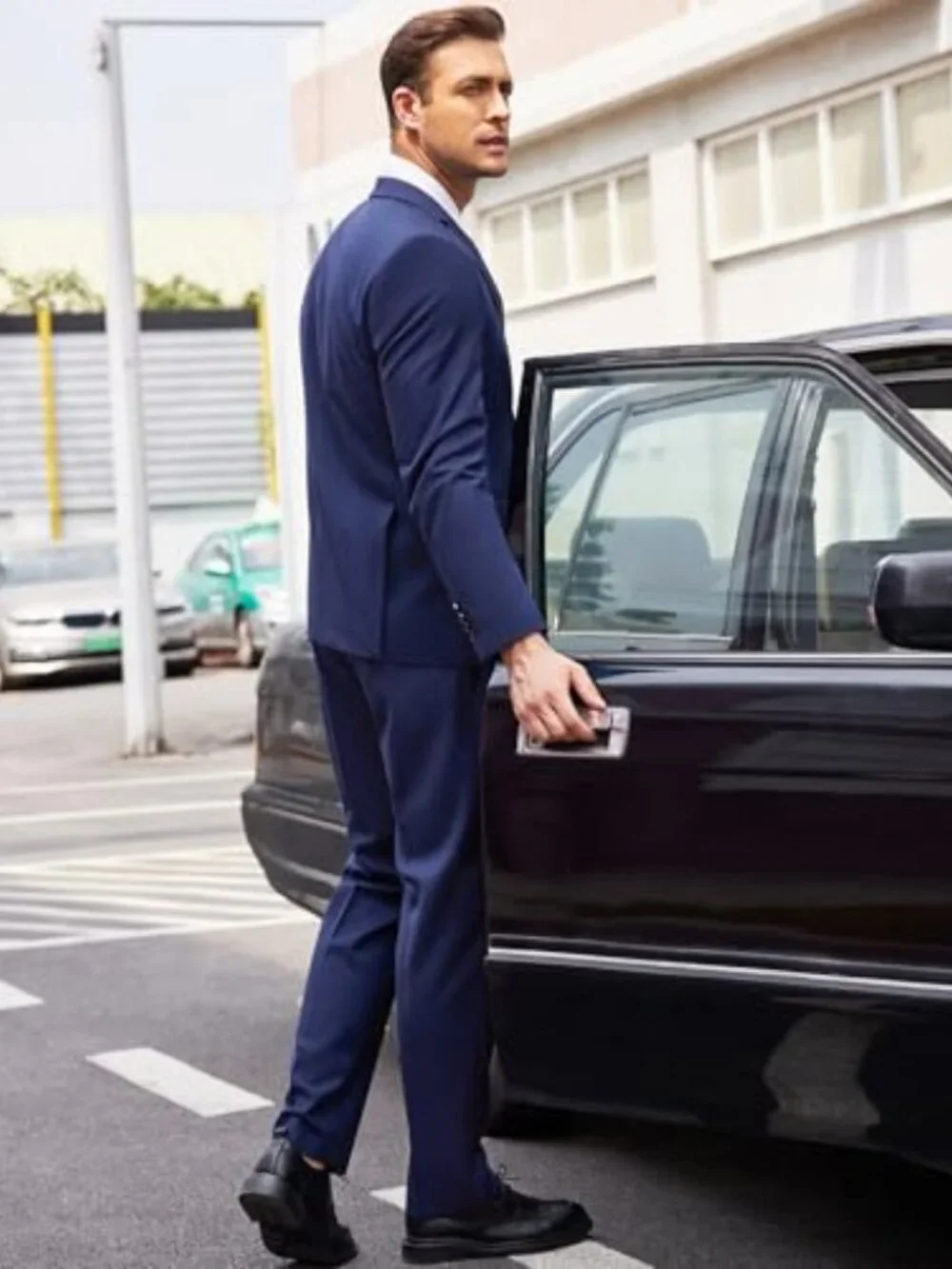 Men's 2 Piece Suit Classic Fit 2 Button Dress Tuxedo Blazer Jacket for Wedding